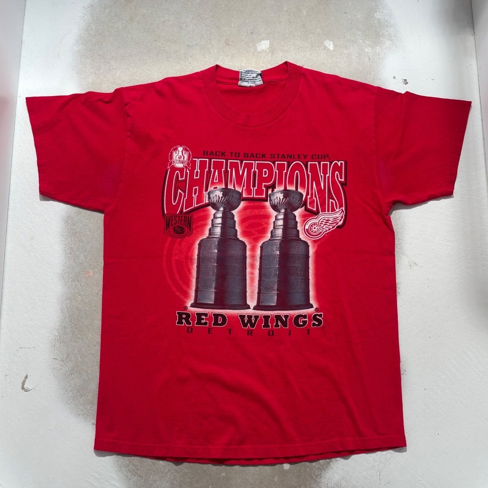 Vintage Lee Detroit Red Wings Back to Back Stanley Cup Champions T-Shirt Red L
